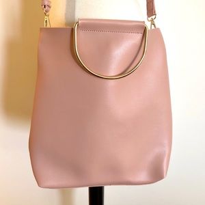 Blush pink vegan leather crossbody laptop bag